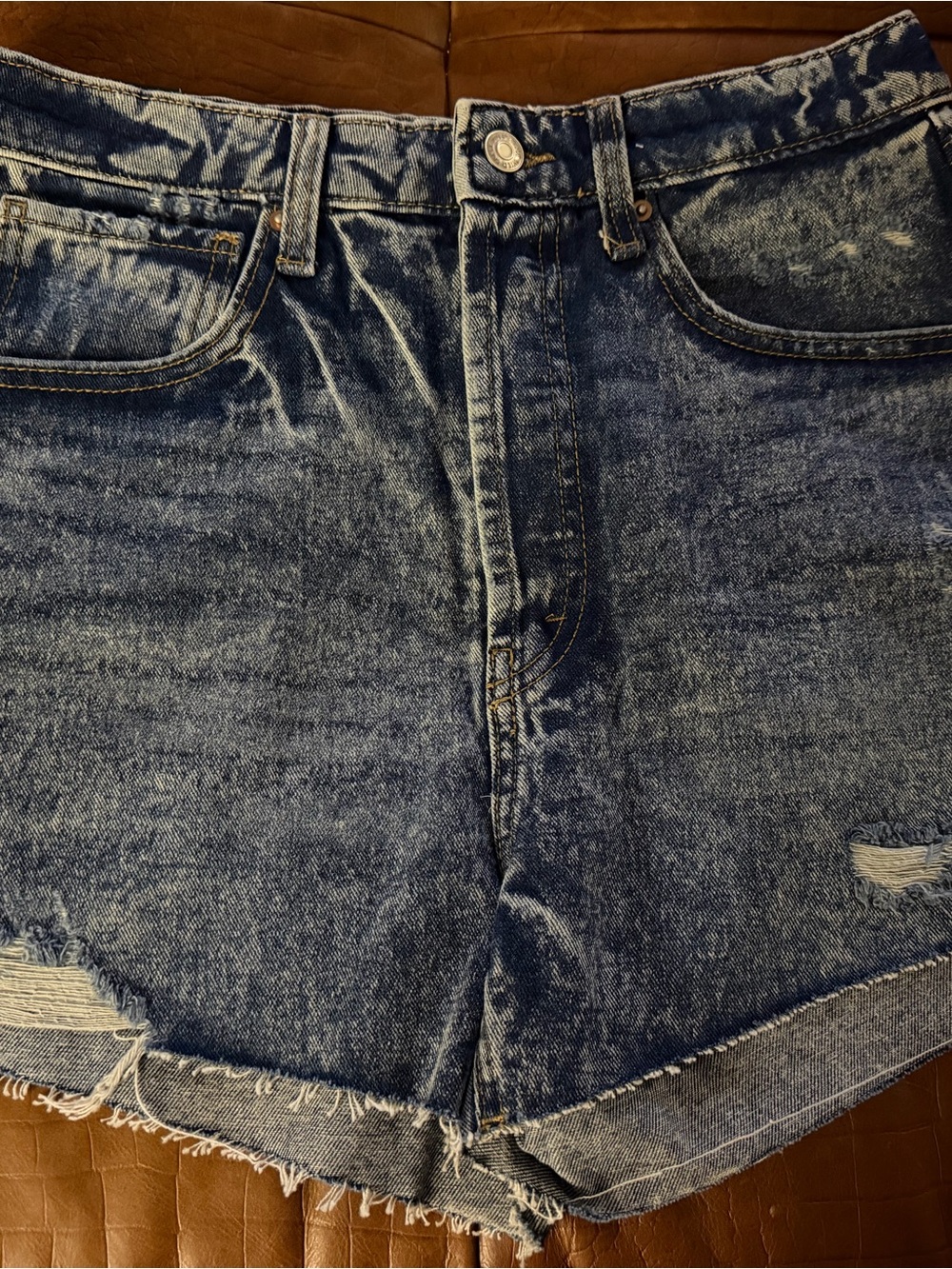 wild fable Distressed High-Waist Denim Shorts - Blue